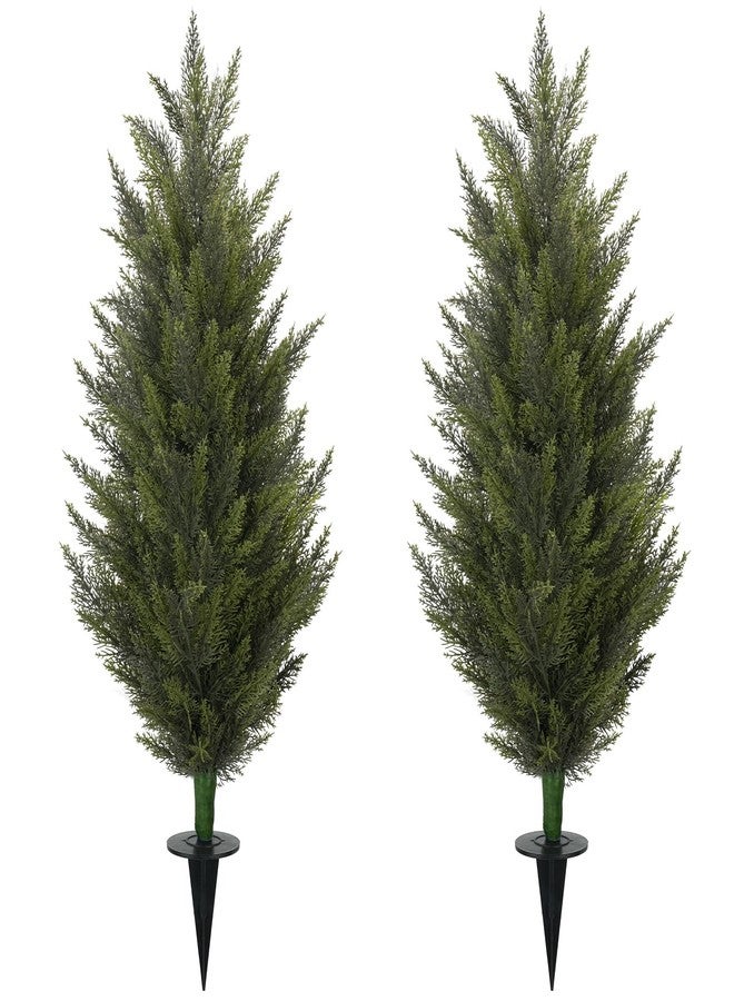 MHMJON 3.6FT Fake Topiary Trees Artificial Outdoor 2 Pcs Faux Cedar Tree UV Resistant Shrubs for Outdoor Patio, Porch, Garden Indoor Planters Home Decoration - Image 1